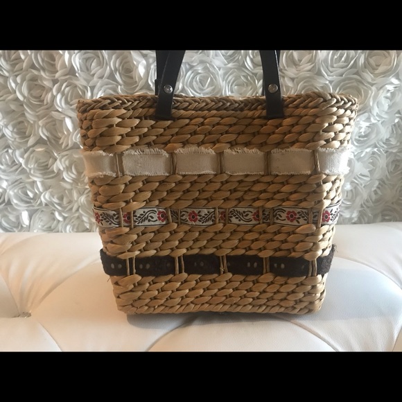 Straw Woven Rattan Vintage Roxy Purse Handbag - Picture 4 of 8